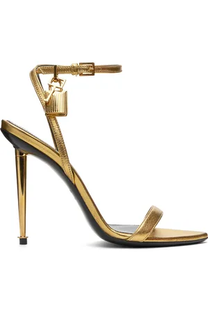 Tom Ford Gold Padlock Pointy Naked Heeled Sandals