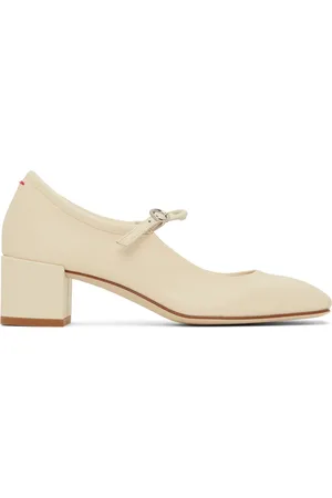 Aeyde Off-White Aline Leather Mary-Jane Heels