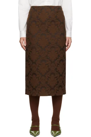 Shushu/Tong Brown Straight Fitted Midi Skirt