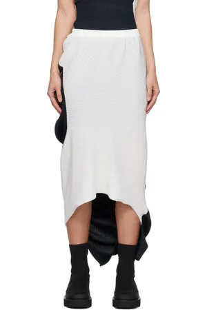 Issey Miyake Navy & White Aerate Midi Skirt
