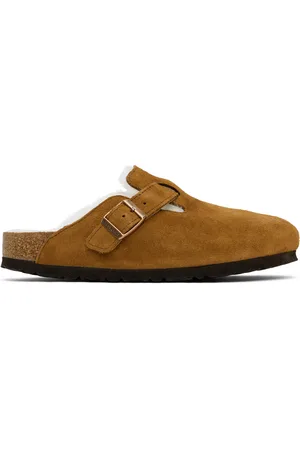 Birkenstock Tan Narrow Boston Shearling Slip-on Loafers