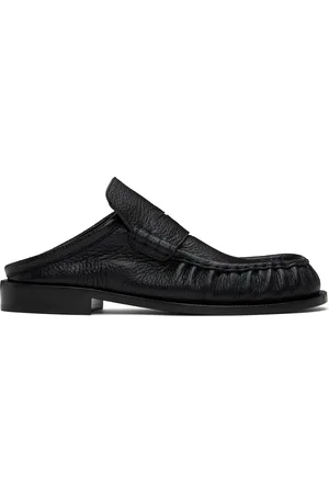 DRIES VAN NOTEN Black Leather Slip-on Loafers