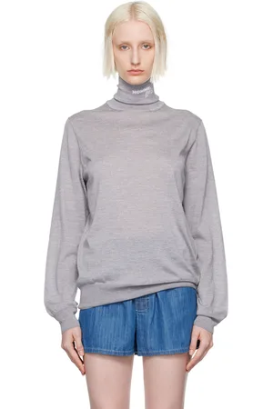 HOMMEGIRLS Gray Jacquard-Logo Turtleneck