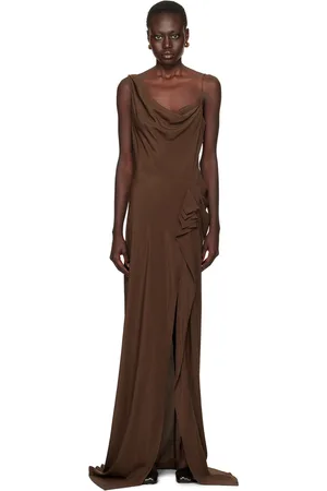 DRIES VAN NOTEN Brown Ruffled Maxi Dress