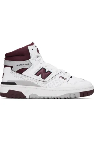 New Balance White & Burgundy 650 Sneakers