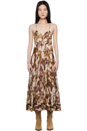 Isabel Marant Off-White & Tan Sabba Maxi Dress