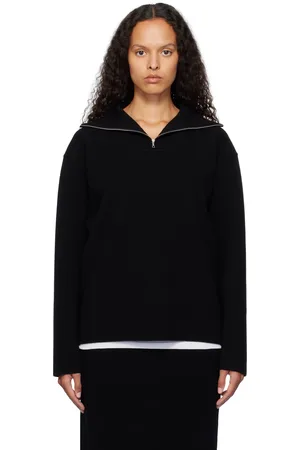 Auralee Heavy Milano Rib Knit Zip Turtleneck