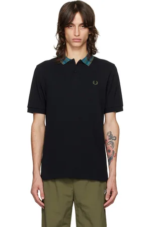 Fred Perry Black Jacquard Collar Polo