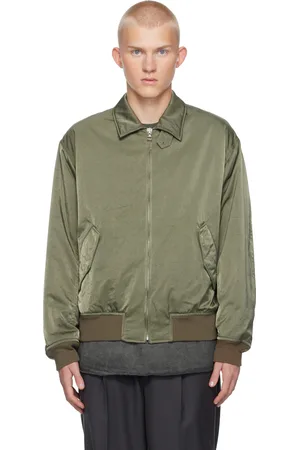 YLÈVE Khaki Nylon Twill Bomber Jacket