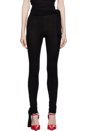 Msgm Black Self-Tie Leggings