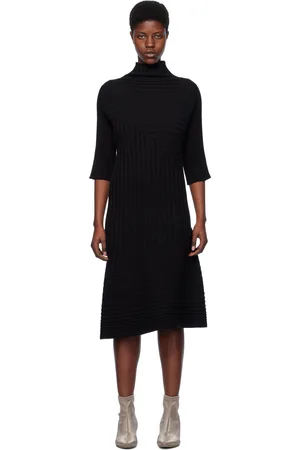 Issey Miyake Black Two Textured Midi Dress