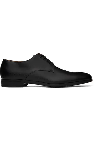 HUGO BOSS Black Structured Leather Derbys
