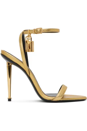 Tom Ford Gold Padlock Pointy Naked Heeled Sandals