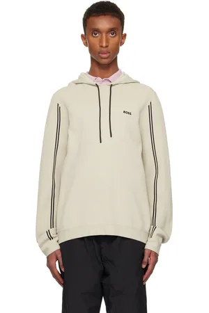 HUGO BOSS Beige Regular-Fit Knitted Hoodie
