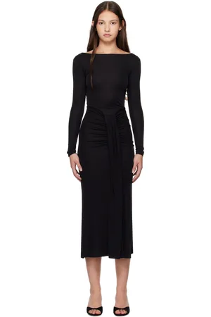 Staud Black Gres Midi Dress