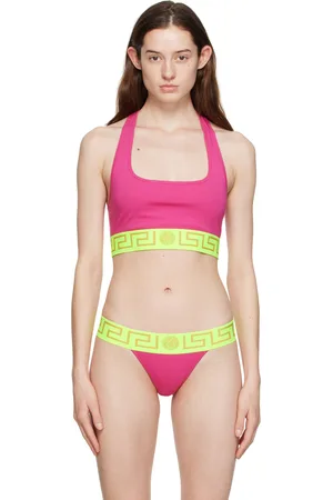 VERSACE Pink & Green Greca Border Sports Bra