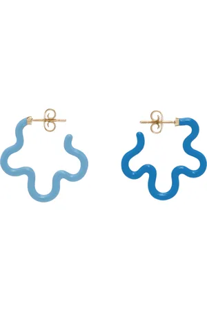 BEA BONGIASCA Blue & Gold 2 Tone Flower Earrings