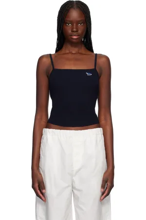 Maison Kitsuné Navy Baby Fox Patch Fine Rib Cropped Camisole