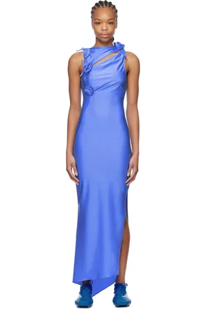 COPERNI Blue Asymmetric Flower Maxi Dress