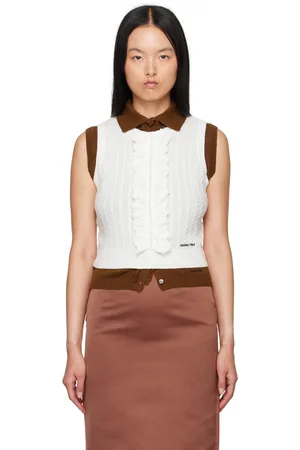 Shushu/Tong White Ruffle Tank Top