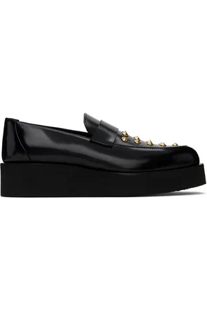 Ernest W. Baker Black & Gold Creeper Studded Loafers