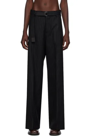 SACAI Black Chalk Stripe Trousers