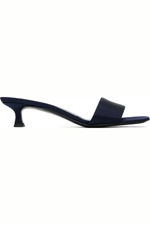 The Row Navy Combo Kitten Heeled Sandals