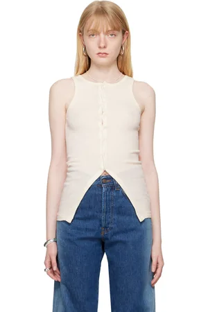 Auralee Off-White Press-Stud Tank Top