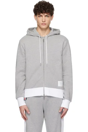 Thom Browne Gray Classic 4-Bar Jersey Zip-Up Hoodie