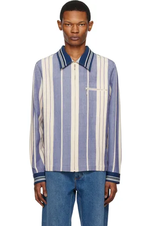 WALES BONNER Off-White & Blue Atlantic Jacket