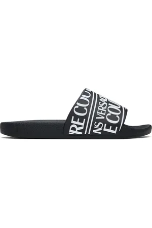 VERSACE Black Logo Pool Slides