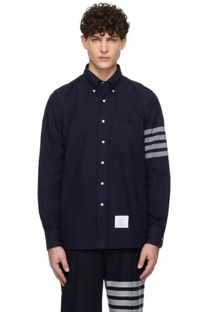 Thom Browne Navy Flannel 4-Bar Shirt