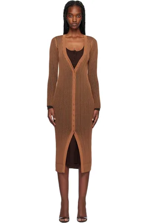 Staud Tan & Black Shoko Midi Dress