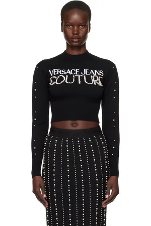 VERSACE Black Embellished Logo Sweater