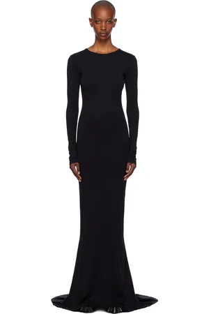 ANN DEMEULEMEESTER Black Jesse Long Sleeve X-Long Flared Maxi Dress