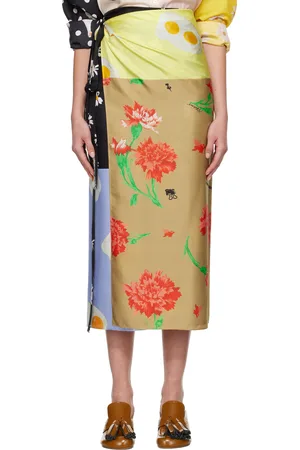 Moschino Multicolor All Over Daisy Print Midi Skirt