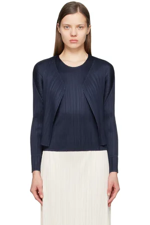 PLEATS PLEASE ISSEY MIYAKE Navy New Colorful Basics 4 Cardigan