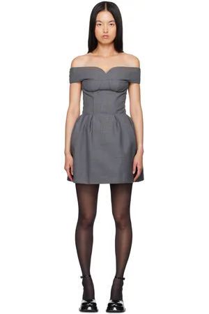 Shushu/Tong Gray Sweetheart Neck Minidress