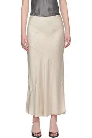 Silk Laundry Off-White Splice Maxi Skirt