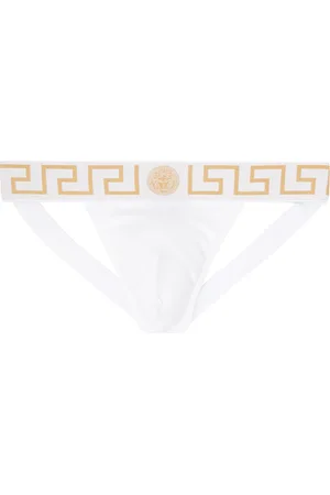 VERSACE White Greca Border Jockstrap