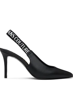 VERSACE Black Logo Scarlett Slingback Heels