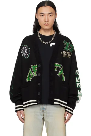OFF-WHITE Black Crocodile Varsity Cardigan