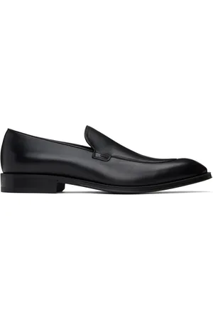 HUGO BOSS Black Leather Apron Toe Loafers