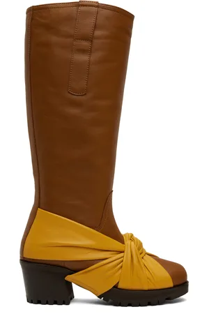 Kiko Kostadinov Brown & Yellow Knotted Riding Boots