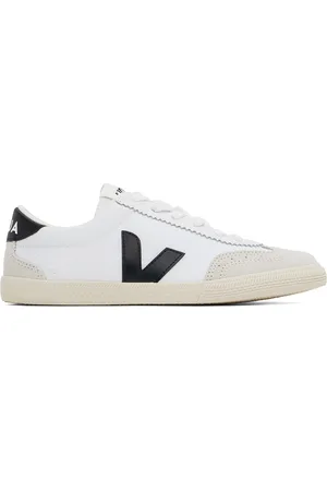Veja White & Black Volley Canvas Sneakers