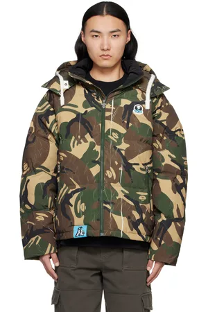 A Bathing Ape Multicolor Moonface Camo Hooded Down Jacket
