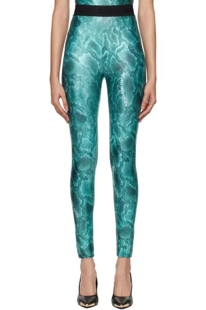 VERSACE Blue Printed Leggings