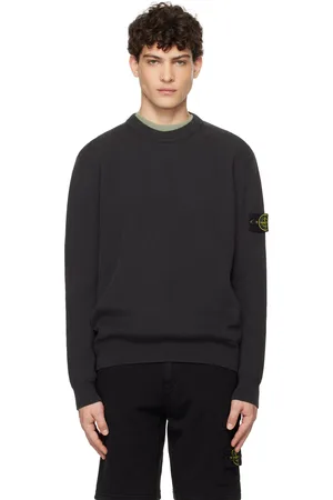 Stone Island Gray Ribbed Soft Organic Cotton Crewneck Sweater
