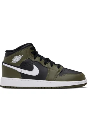 Nike Big Kids Khaki & Black Air Jordan 1 Mid Sneakers