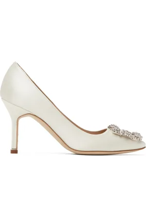 Manolo Blahnik Off-White Hangisi 90 Heels